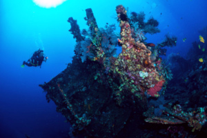 Photo of liberty wreck in Tulamben diving and snorkeling site.