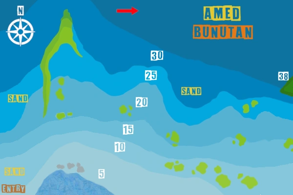 Amed dive site Bunutan- Description & Map