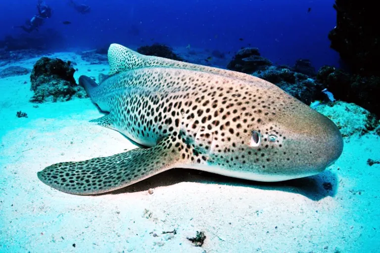 leopard shark resting on the sand bali diving