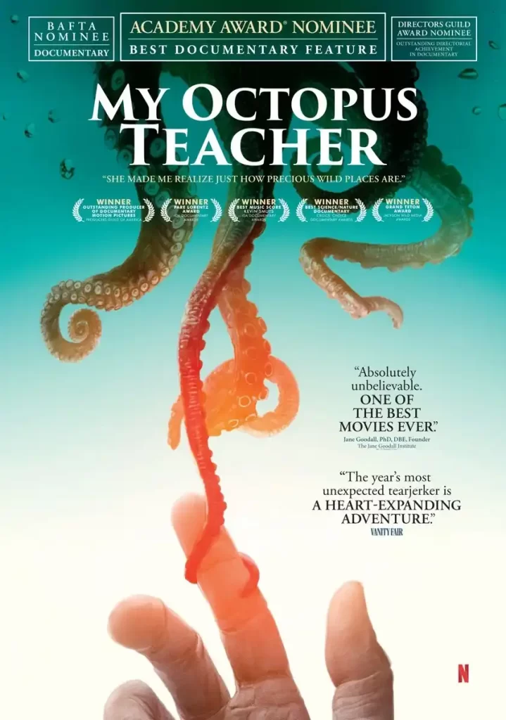 A filmmaker forges an unusual friendship with an octopus living in a South African kelp forest, learning as the animal shares the mysteries of her world.