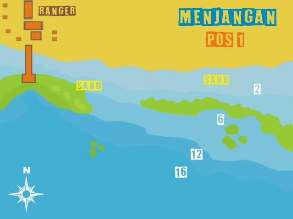 Map of POS 1 dive site in Menjangan Island - Bali