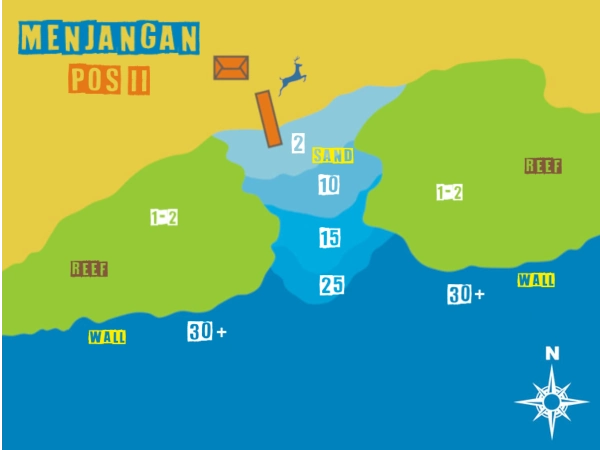 Map of POS 2 dive site in Menjangan Island - Bali