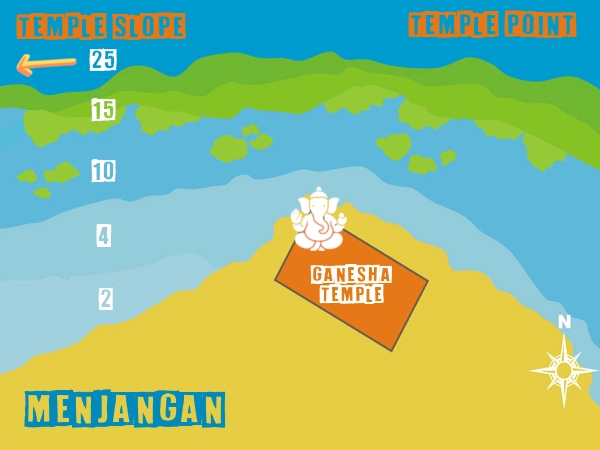 Map of Temple point, Temple slope, Ganesha point dive site in Menjangan Island - Bali